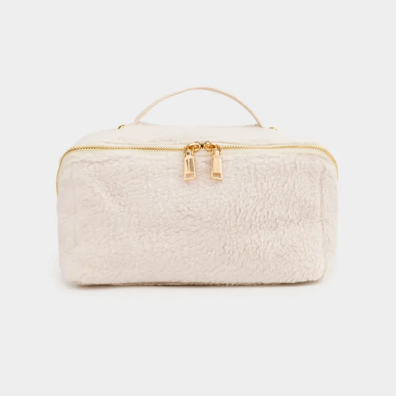 Косметичка, 28х12 см, с ручкой, полиэстер, молочная, Curled