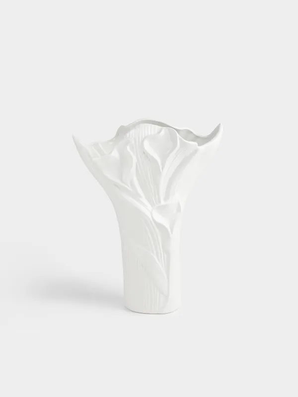Ваза для цветов, 34 см, декоративная, керамика D, белая, Каллы, Calla white, image-0