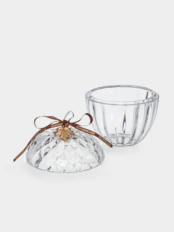 Емкость для хранения, 11х15 см, 320 мл, с кисточкой, стекло Р/металл, Желудь, Clear pattern, image-3