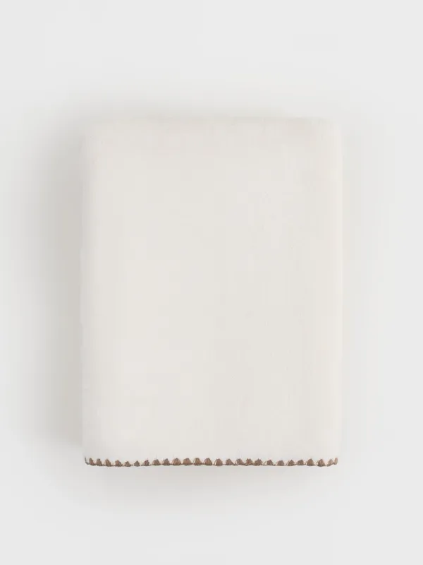 Жамылғы, 130х170 см, екі жақты, букле/фланель, сүт түстес, Curly, image-0