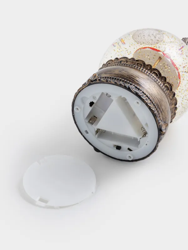 Қар шамы, 20 см, жарықтандырылған, пластик, қола, Айналма әткеншек, Bronze style, image-5